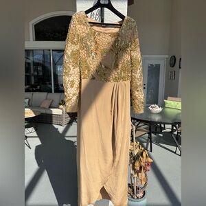Elegant Gold and Tan Dress Evening Wear
